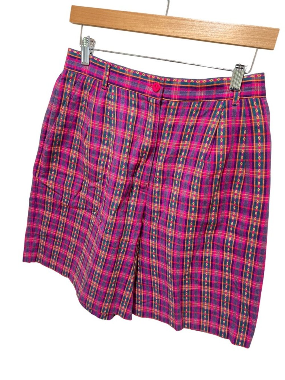 Vintage 90s EP Pro Womens Plaid Golf Shorts Pink & Green 100% Cotton Size 12